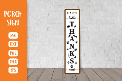 HalloThanksMas Porch Sign SVG. Holidays Vertical Sign SVG LaBelezoka 