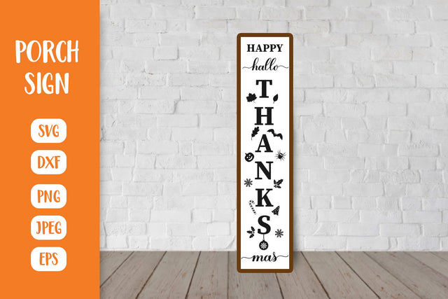 HalloThanksMas Porch Sign SVG. Holidays Vertical Sign SVG LaBelezoka 