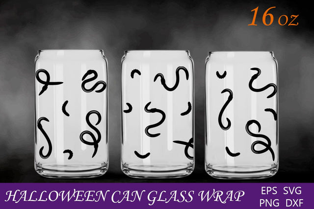 Halloween 16 oz can glass wrap, Spooky sublimation with worm svg SVG AnastasiyaArtDesign 