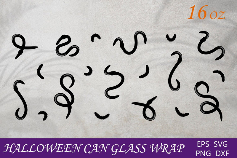 Halloween 16 oz can glass wrap, Spooky sublimation with worm svg - So ...