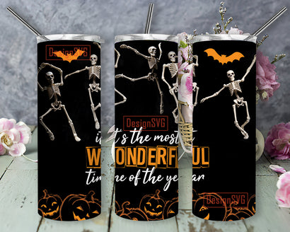 Halloween 20 oz Skinny Tumbler Dancing Skeletons Sublimation Design PNG, Autumn Design, Witchy Vibes Tumbler DIGITAL Sublimation DesignSVG 