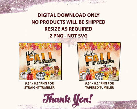 Halloween 20 oz Skinny Tumbler Hello Fall , Autumn Design, Fall Tumbler, Cute Funny Design Sublimation CaldwellArt 