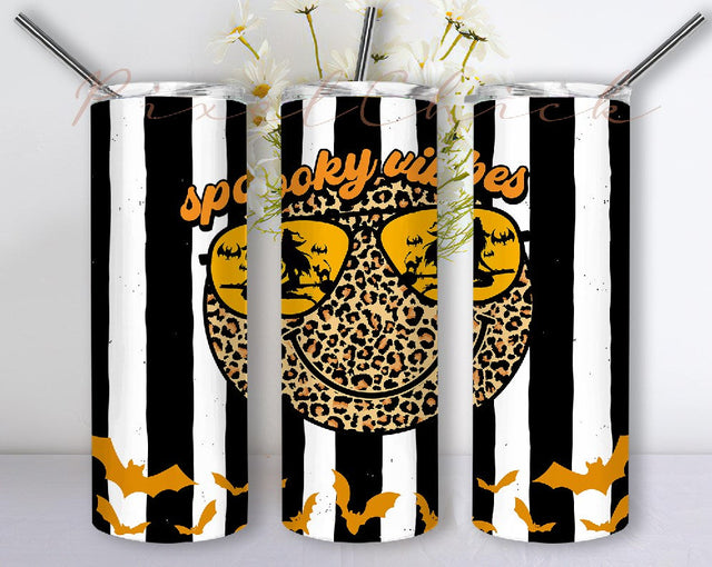 Halloween 20 oz Skinny Tumbler Spooky Vibes Sublimation Design PNG, Witchy Vibes Tumbler, Retro Halloween png, Spooky Vibes Tumbler Png, Retro Halloween Tumbler, Tumbler png Sublimation PixelChick 