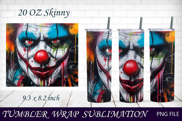 Halloween 20 oz tumbler with scary clown, Horror png sublimation Sublimation AnastasiyaArtDesign 