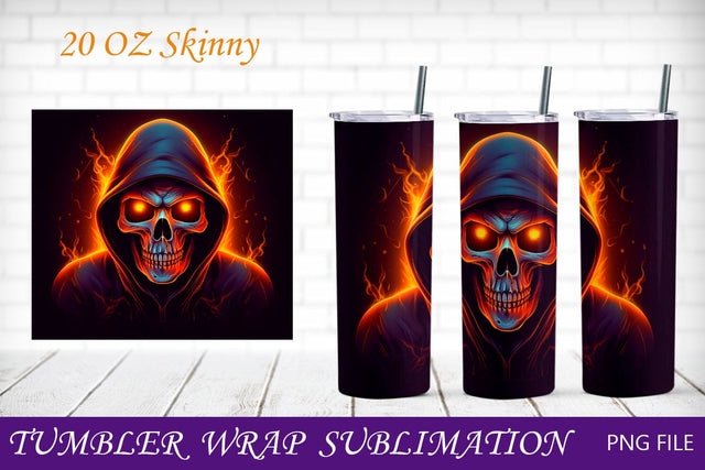 Halloween 20 oz tumbler wrap, Horror tumbler with grim reaper Sublimation AnastasiyaArtDesign 