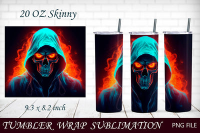 Halloween 20 oz tumbler wrap, Neon grim reaper sublimation Sublimation AnastasiyaArtDesign 