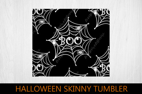 Halloween 20 oz tumbler wrap with spider web and boo sign Sublimation AnastasiyaArtDesign 