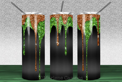 Halloween 20oz Skinny Tumbler | Glitter, Slime Orange, Green Sublimation Marlene Campos 