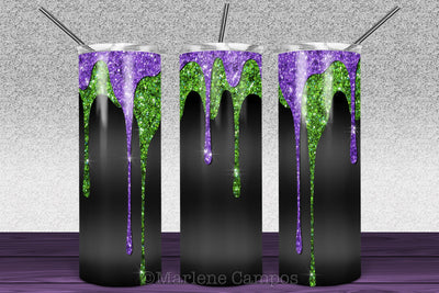 Halloween 20oz Skinny Tumbler | Glitter, Slime Purple and Green Sublimation Marlene Campos 