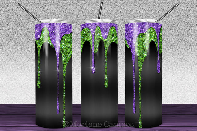 Halloween 20oz Skinny Tumbler | Glitter, Slime Purple and Green Sublimation Marlene Campos 