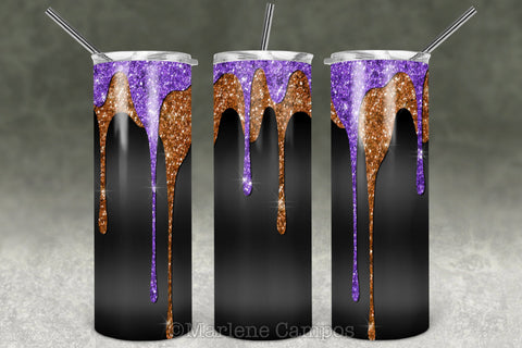 Halloween 20oz Skinny Tumbler | Glitter, Slime Purple and Orange Sublimation Marlene Campos 