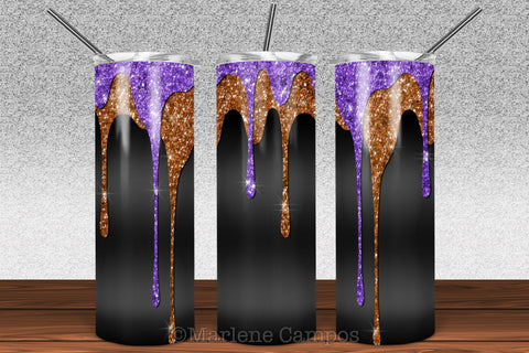 Halloween 20oz Skinny Tumbler | Glitter, Slime Purple and Orange Sublimation Marlene Campos 