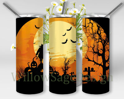 Halloween 20oz Skinny Tumbler Png, Halloween Vector Tumbler, Gothic Halloween Tumbler Wrap, Commercial Use, Halloween Tumbler Wrap Witch Pumpkins Sublimation WillowSageDesign 