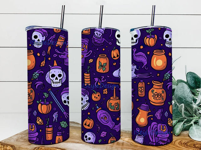 Halloween 20oz Skinny Tumbler Sublimation Design, Halloween Pumpkins Png, Spooky Scary Design, Halloween Tumbler Wrap, Pattern Halloween Tumbler Sublimation iStyleDesign 