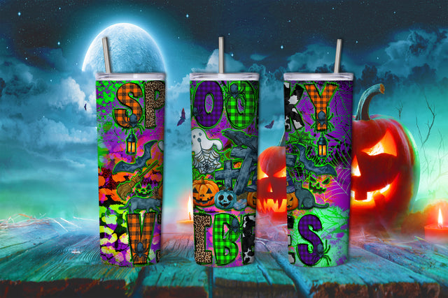 Halloween 20oz Skinny Tumbler Sublimation Design Png, Spooky Vibes Png, Halloween Tumbler Png, Template For Tumblers, Digital Download, Png Sublimation SublimationDesignShop 