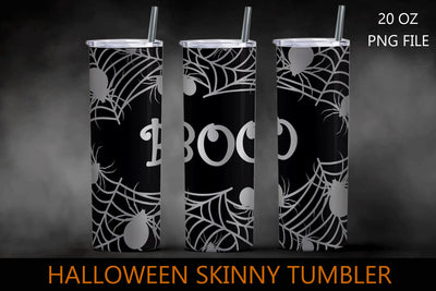 Halloween 20oz skinny tumbler wrap, Boo and spider web sublimation Sublimation AnastasiyaArtDesign 