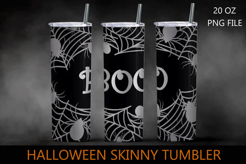 Halloween 20oz skinny tumbler wrap, Boo and spider web sublimation Sublimation AnastasiyaArtDesign 