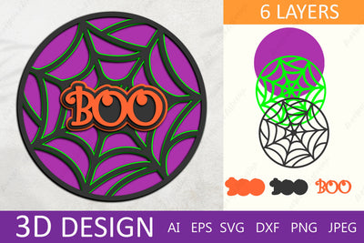 Halloween 3d layered boo sign, Halloween door hanger svg cut file 3D Paper AnastasiyaArtDesign 
