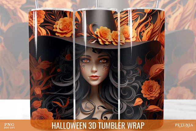Halloween 3D Tumbler Wrap | 3D Tumbler Sublimation Design Sublimation Petunia Digital Design 