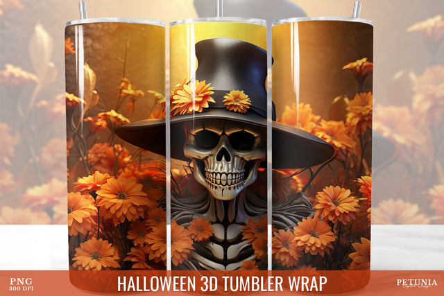 Halloween 3D Tumbler Wrap, 3D Tumbler Sublimation Design Sublimation Petunia Digital Design 