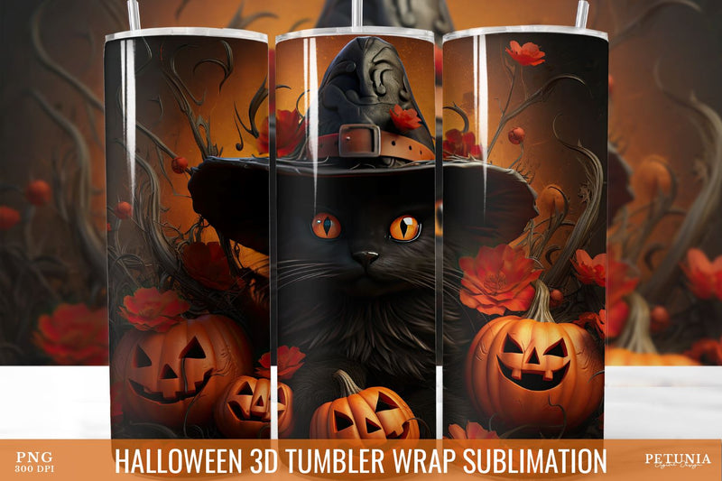 Halloween 3D Tumbler Wrap | 3D Tumbler Sublimation Design Sublimation Petunia Digital Design 