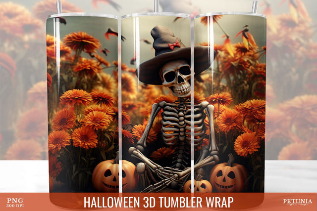 Halloween 3D Tumbler Wrap, 3D Tumbler Sublimation Design Sublimation Petunia Digital Design 