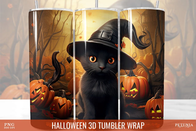 Halloween 3D Tumbler Wrap, 3D Tumbler Sublimation Design Sublimation Petunia Digital Design 