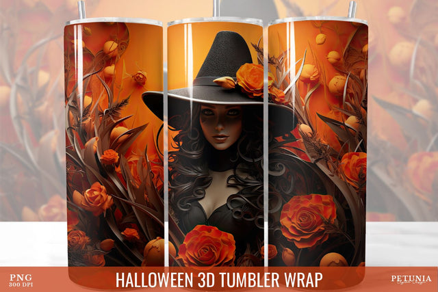 Halloween 3D Tumbler Wrap, 3D Tumbler Sublimation Design Sublimation Petunia Digital Design 