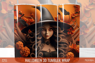 Halloween 3D Tumbler Wrap, 3D Tumbler Sublimation Design Sublimation Petunia Digital Design 