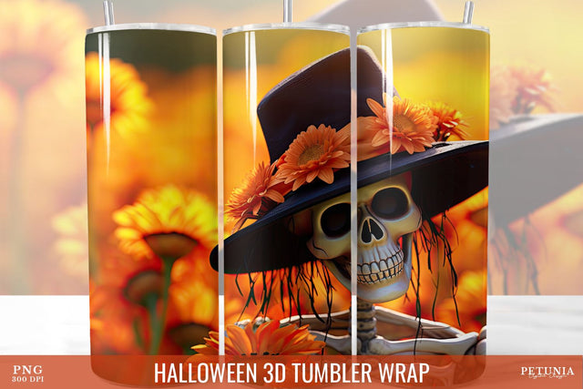 Halloween 3D Tumbler Wrap, 3D Tumbler Sublimation Design Sublimation Petunia Digital Design 