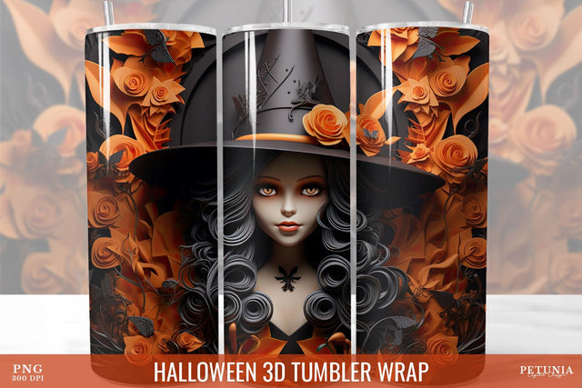 Halloween 3D Tumbler Wrap, 3D Tumbler Sublimation Design Sublimation Petunia Digital Design 