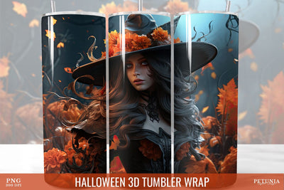 Halloween 3D Tumbler Wrap, 3D Tumbler Sublimation Design Sublimation Petunia Digital Design 