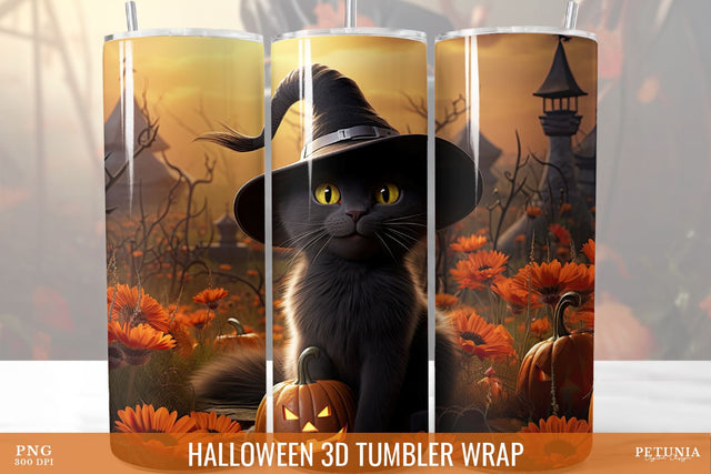Halloween 3D Tumbler Wrap | 3D Tumbler Sublimation Design Sublimation Petunia Digital Design 