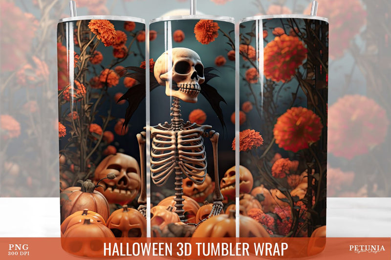 Halloween 3D Tumbler Wrap, 3D Tumbler Sublimation Design Sublimation Petunia Digital Design 