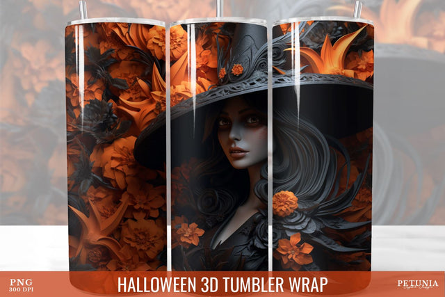 Halloween 3D Tumbler Wrap, 3D Tumbler Sublimation Design Sublimation Petunia Digital Design 