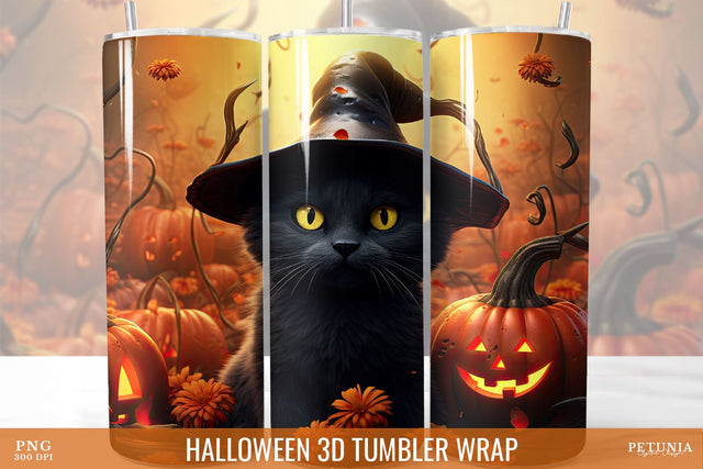 Halloween 3D Tumbler Wrap | 3D Tumbler Sublimation Design Sublimation Petunia Digital Design 