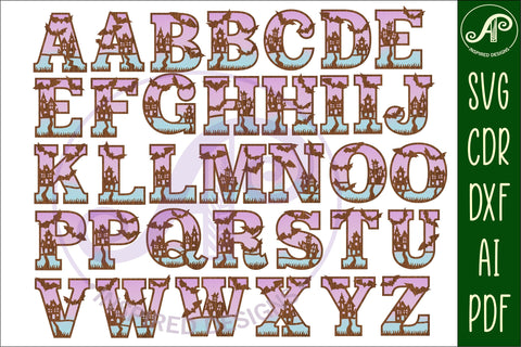 Halloween alphabet letter set bundle . 105 layered letters SVG APInspireddesigns 