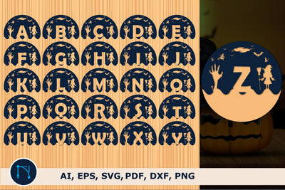 Halloween Alphabet SVG Round Bundle SVG MD JOYNAL ABDIN 
