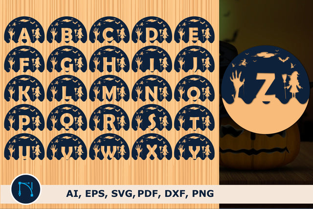 Halloween Alphabet SVG Round Bundle SVG MD JOYNAL ABDIN 