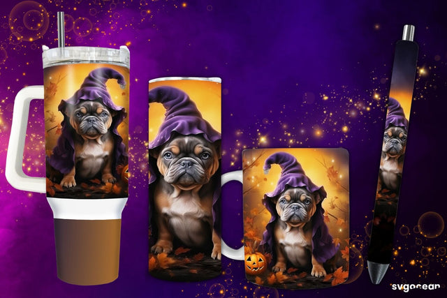 Halloween American Bulldog Wrap Bundle | Tumbler | Mug | Pen Sublimation SvgOcean 
