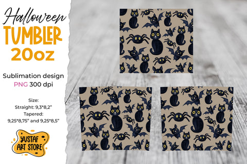 Halloween animals tumbler sublimation wrap watercolor design Sublimation Yustaf Art Store 