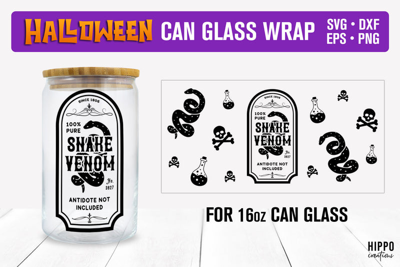 Halloween Apothecary Label Can Glass Wrap SVG Hippo Creations 