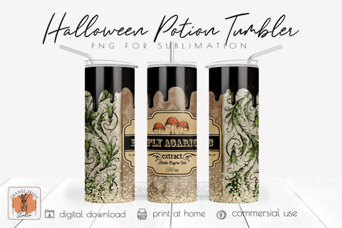 Halloween Apothecary Label Skinny Tumbler Sublimation Design Sublimation OrangeBrushStudio 