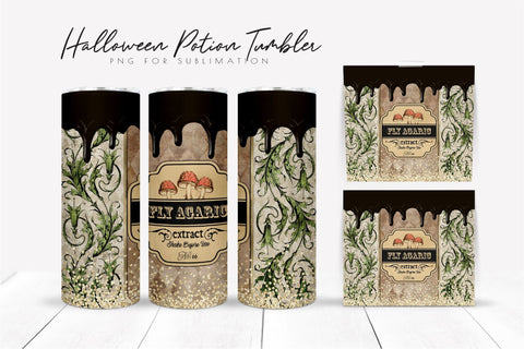 Halloween Apothecary Label Skinny Tumbler Sublimation Design Sublimation OrangeBrushStudio 