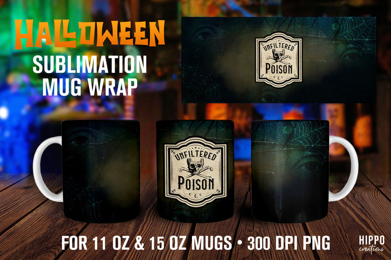 Halloween Apothecary Labels Mug Wrap for Sublimation Sublimation Hippo Creations 