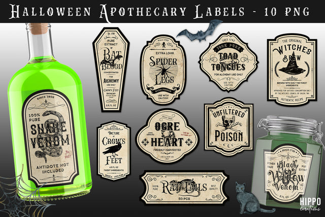 Halloween Apothecary Labels - Potion Labels for Halloween Sublimation Hippo Creations 