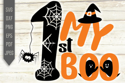 Halloween Baby Svg Designs. My 1st Boo Halloween Svg. My First Boo Baby Shirt, Onesie, Bib, Bodysuit Svg. Kid Saying With Spider, Ghost. SVG Mint And Beer Creations 