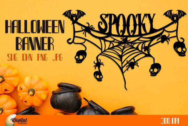 Halloween Banner Paper Cut. Halloween Decor Spooky SVG. 3D Paper Evgenyia Guschina 