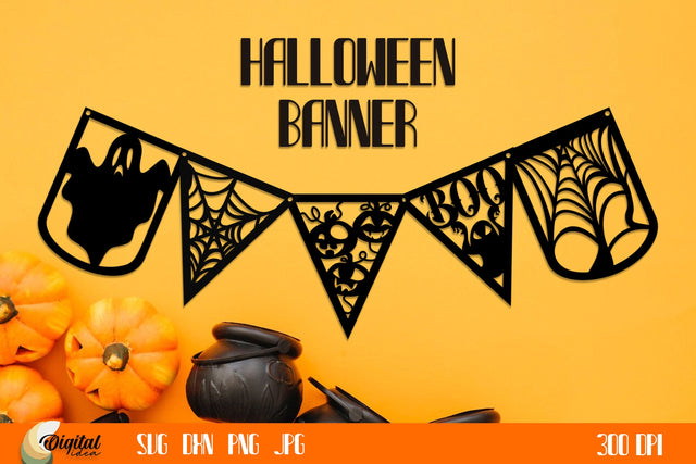Halloween Banner Paper Cut . Halloween Decor SVG. 3D Paper Evgenyia Guschina 