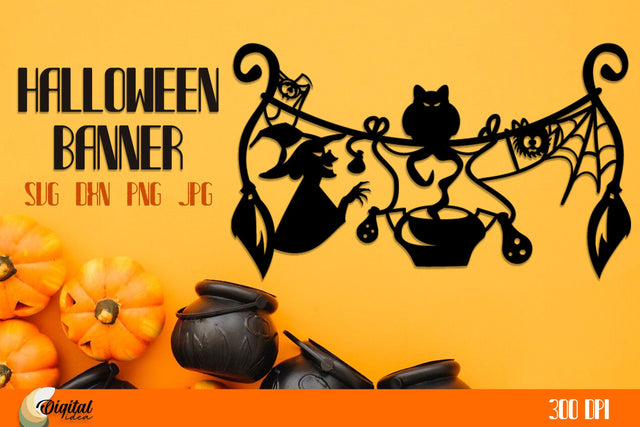 Halloween banner Paper Cut. Halloween Decoration SVG. 3D Paper Evgenyia Guschina 